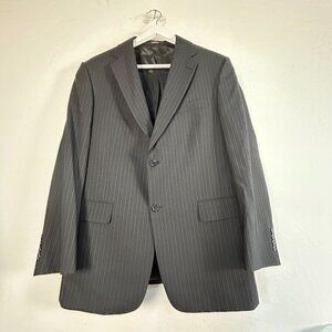 Society Brand Ltd Hartmarx Mens Black Pinstripe Two-Button Suit Jacket 41R USA